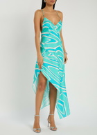 Pucci Abito Printed Silk-twill Midi Dress Turquoise