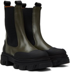 GANNI Green Leather Chelsea Boots
