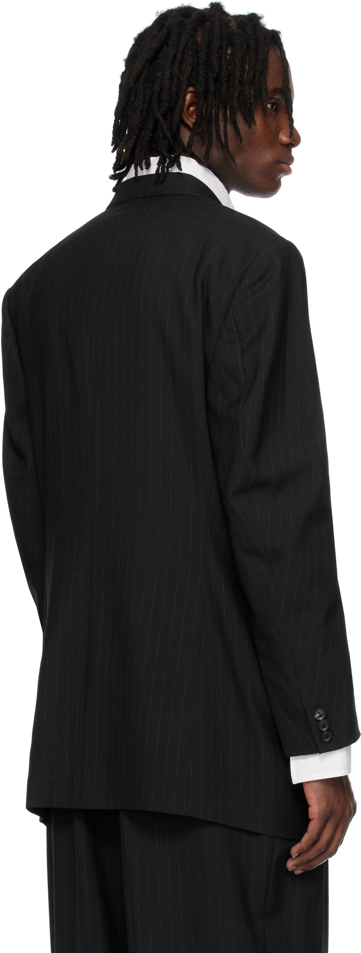 SOSHIOTSUKI Navy 6B Double Breasted Shaped Blazer