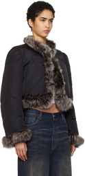 Alexander Wang Black Fur Trim Down Jacket