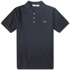 Maison Kitsuné Men's Navy Fox Patch Classic Polo Shirt in Black