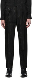 Saint Laurent Black Wool Pinstripe Trousers