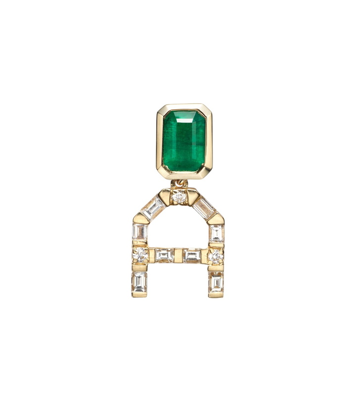 Photo: Shay Jewelry 18kt gold drop earrings with diamonds and emeralds