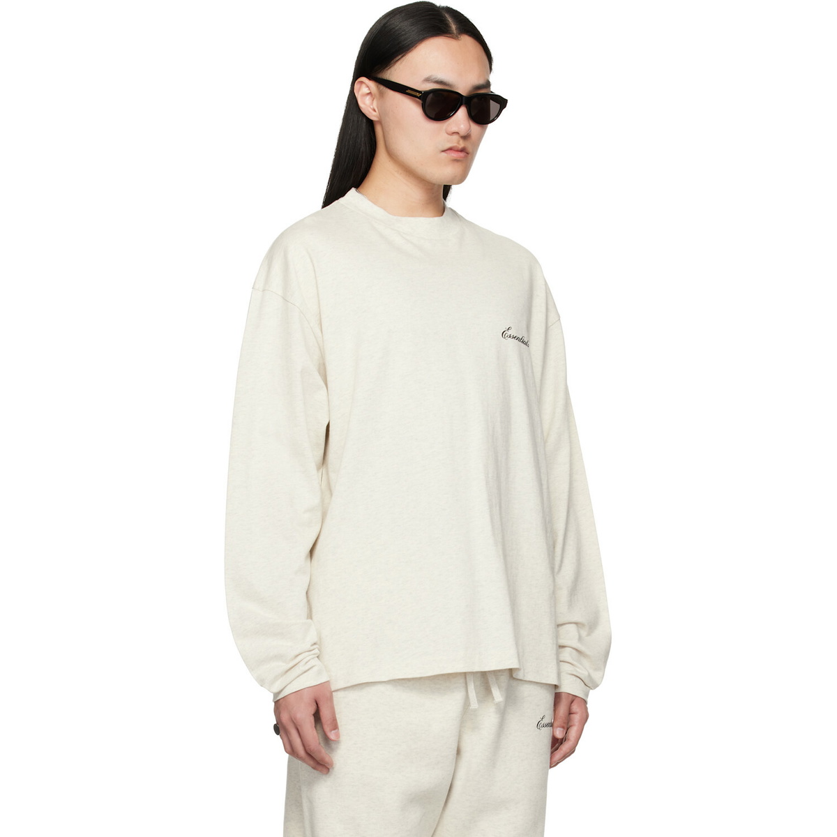 Fear of God ESSENTIALS Off-White Classic Fit Long Sleeve T-shirt