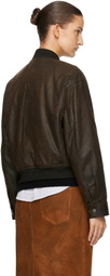 COOR Brown Deck Hook Faux-Suede Bomber Jacket