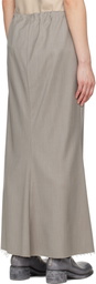 Gabriela Coll Garments Gray No.290 Summer Wool Slit Midi Skirt