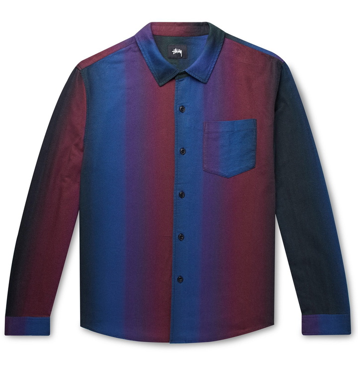 Photo: Stüssy - Striped Cotton-Flannel Shirt - Burgundy