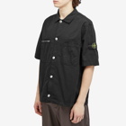 Stone Island Men's Stretch-TC Garment Dyed Short Sleeve Overshirt in Black