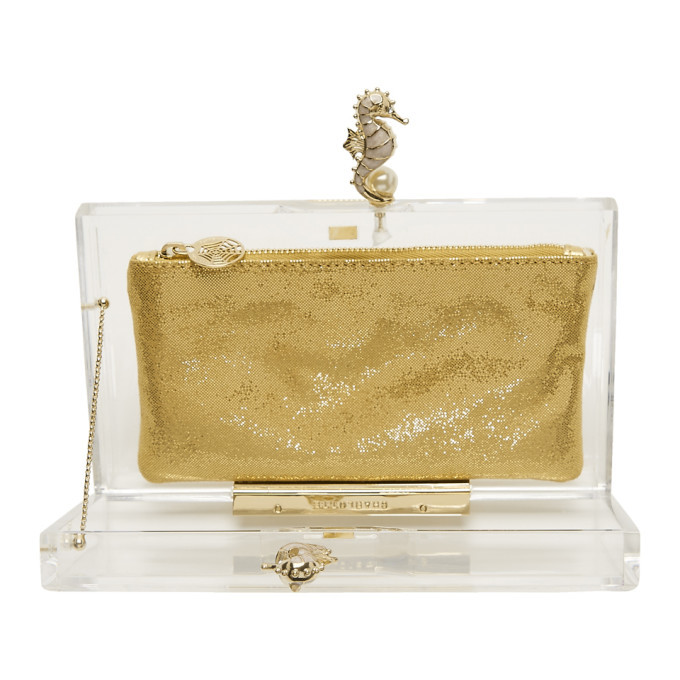 Charlotte Olympia Transparent Perspex Pandora Seahorse Clutch