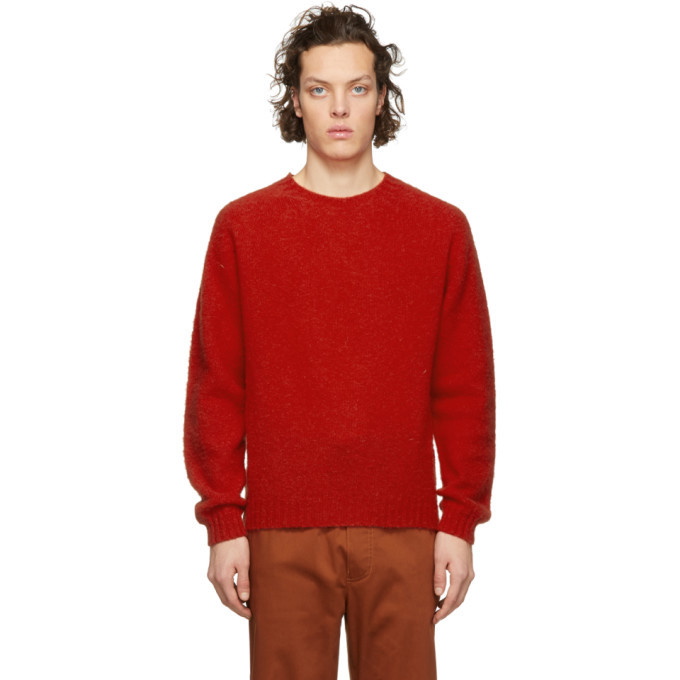 Photo: Norse Projects Red Brushed Lambswool Birnir Crewneck Sweater