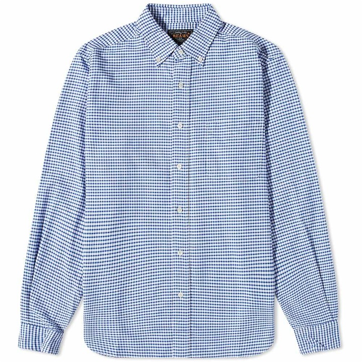 Photo: Beams Plus Men's Button Down Gingham Oxford Shirt in Blue