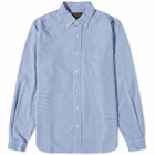 Beams Plus Men's Button Down Gingham Oxford Shirt in Blue