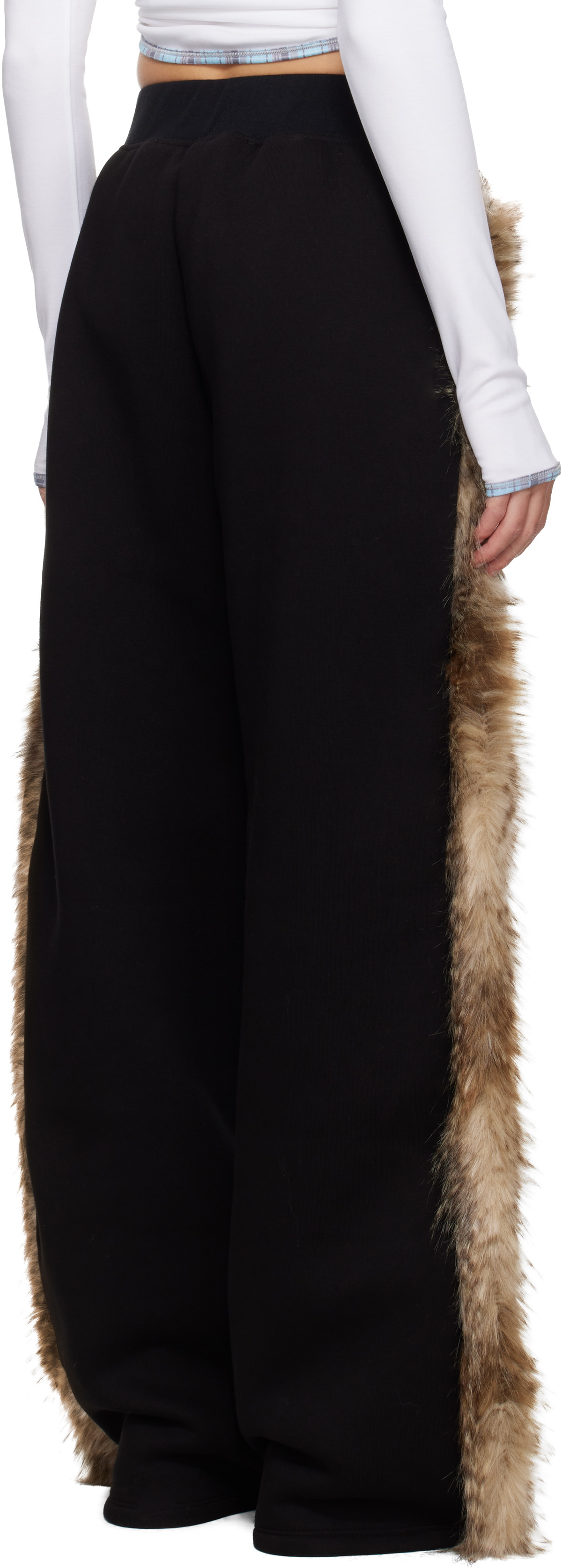Chopova Lowena Black Faux-Fur Sweatpants