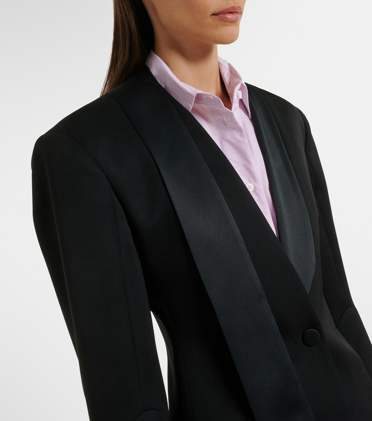 The Attico Satin-trimmed virgin wool blazer