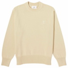 AMI Paris Men's Tonal Heart Crew Neck Jumper in Cream