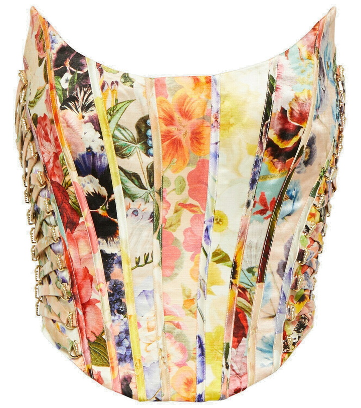 Photo: Zimmermann - Wonderland floral linen and silk bustier