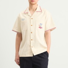 Drôle de Monsieur Men's Cotton Cocktail Open Collar Shirt in Off White