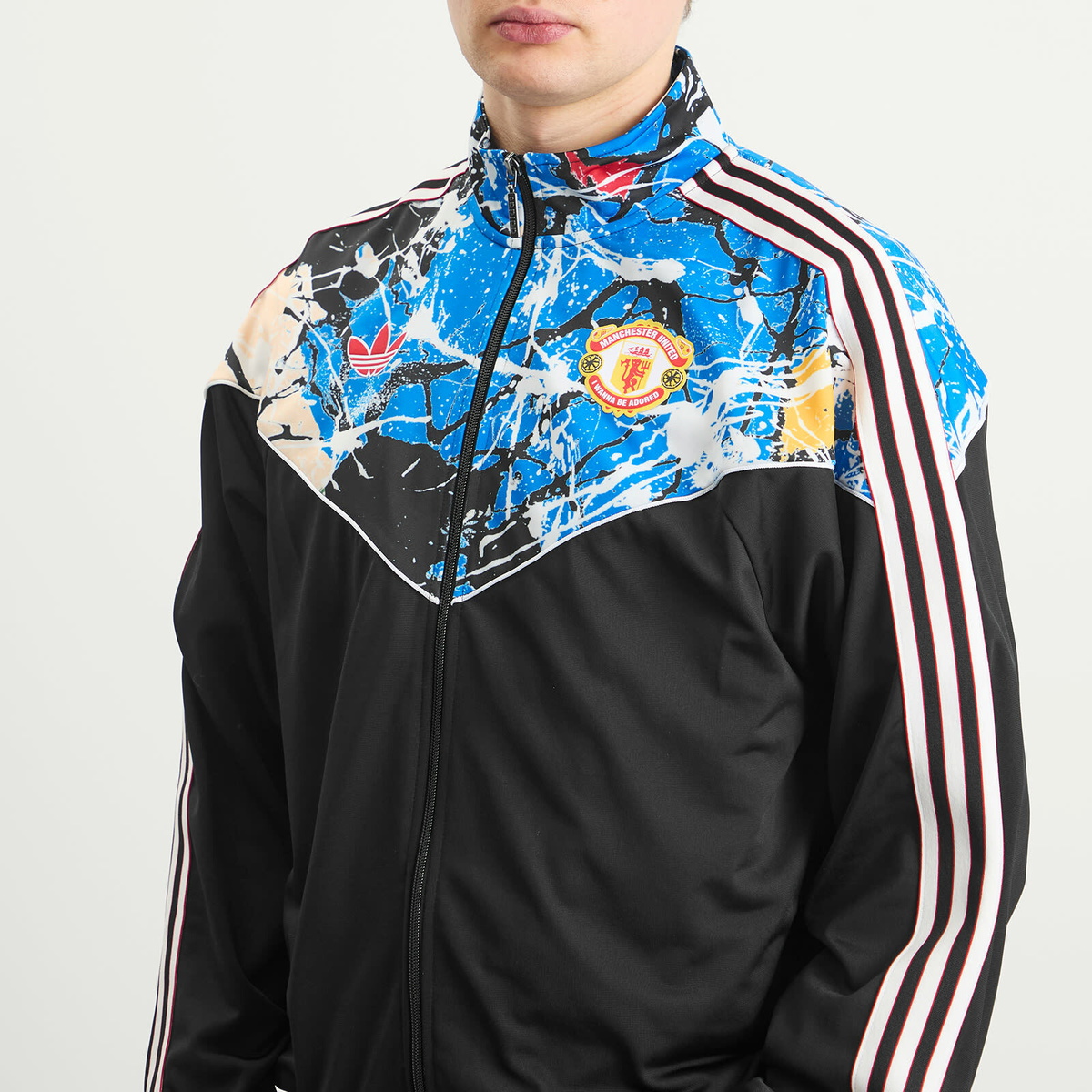 Adidas Men's x Stone Roses Manchester United Track Top in Black/Multicolor