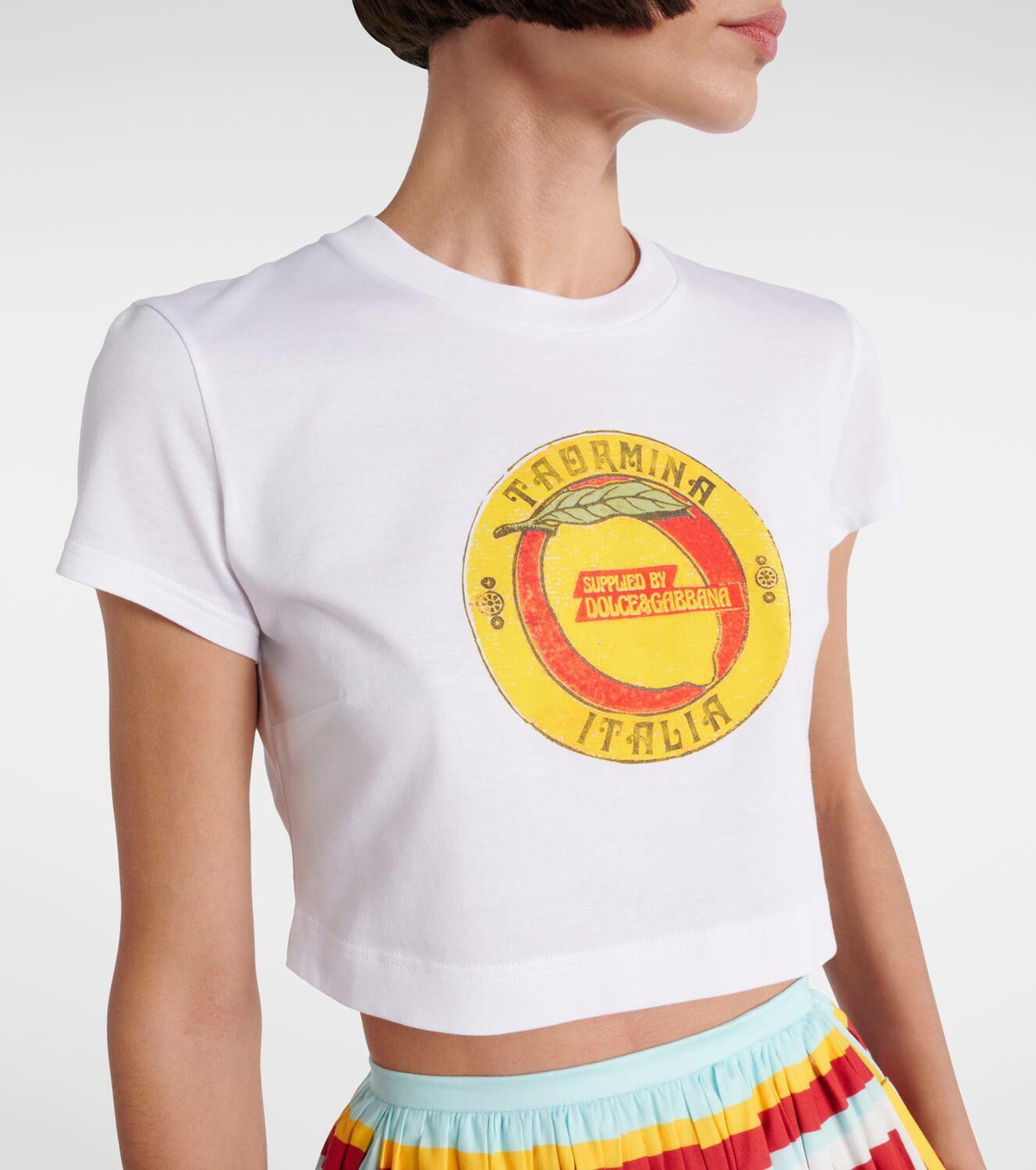 Dolce&Gabbana Cropped printed cotton T-shirt