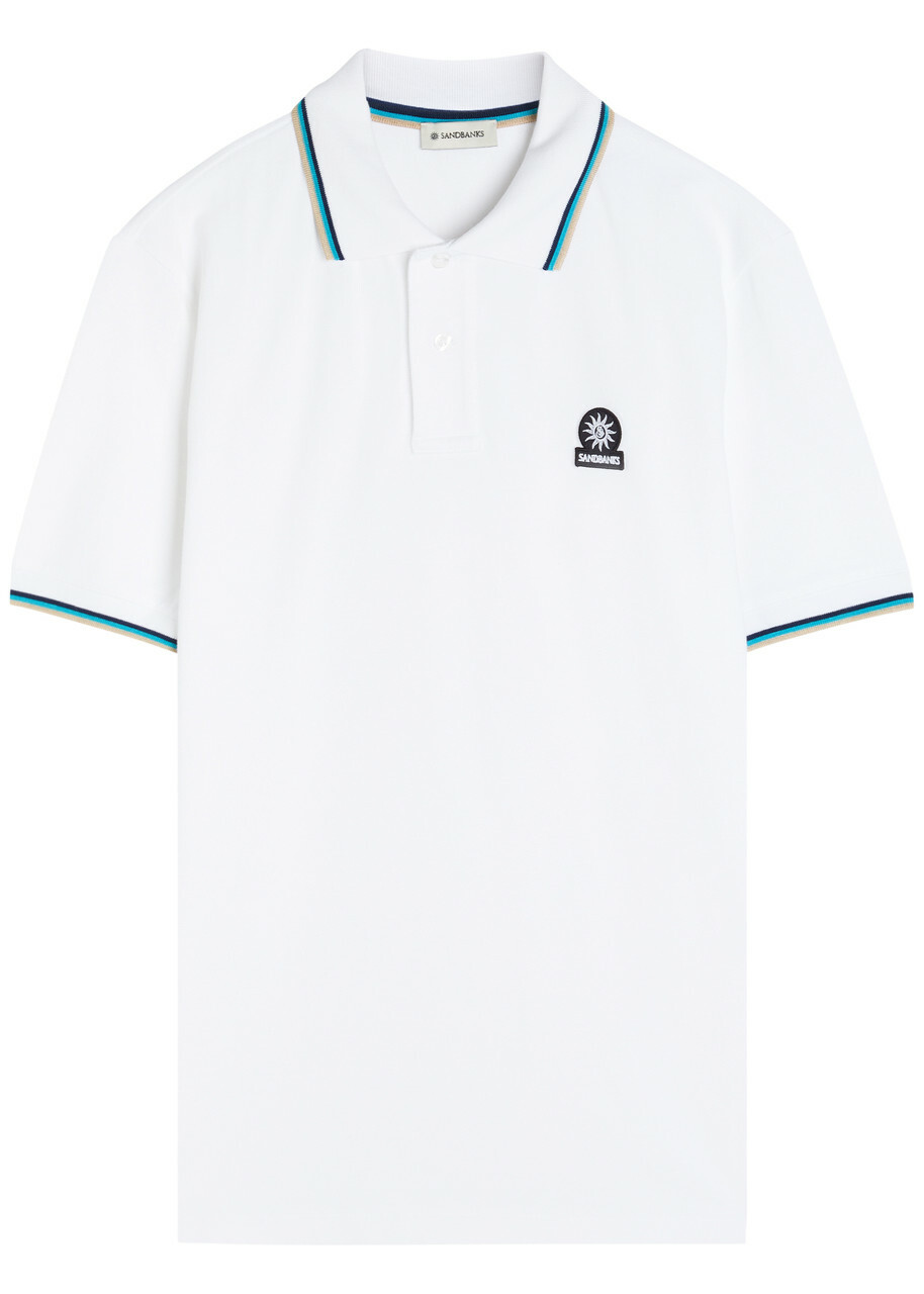 Sandbanks Logo Piqué Cotton Polo Shirt White