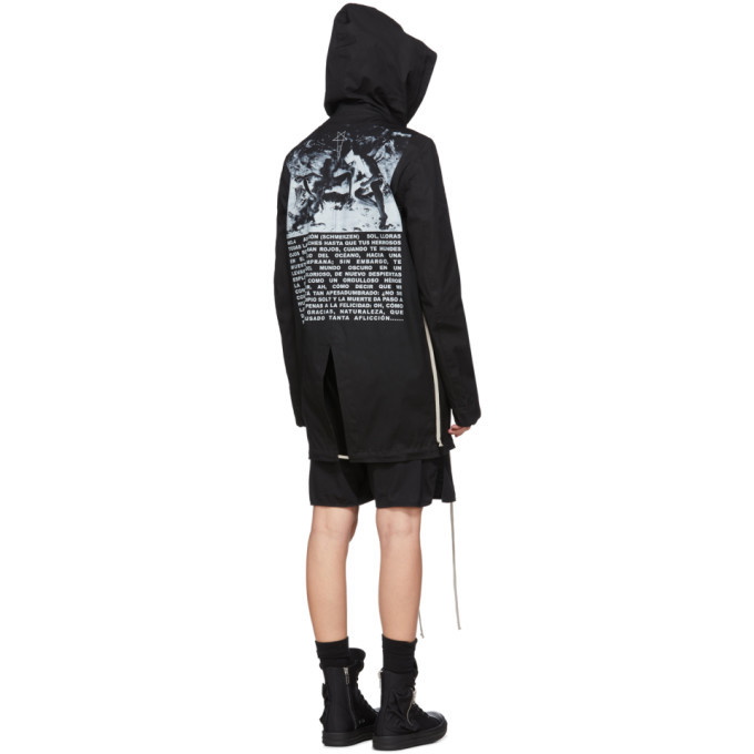 Rick Owens Drkshdw Black Short Fishtail Parka Rick Owens Drkshdw