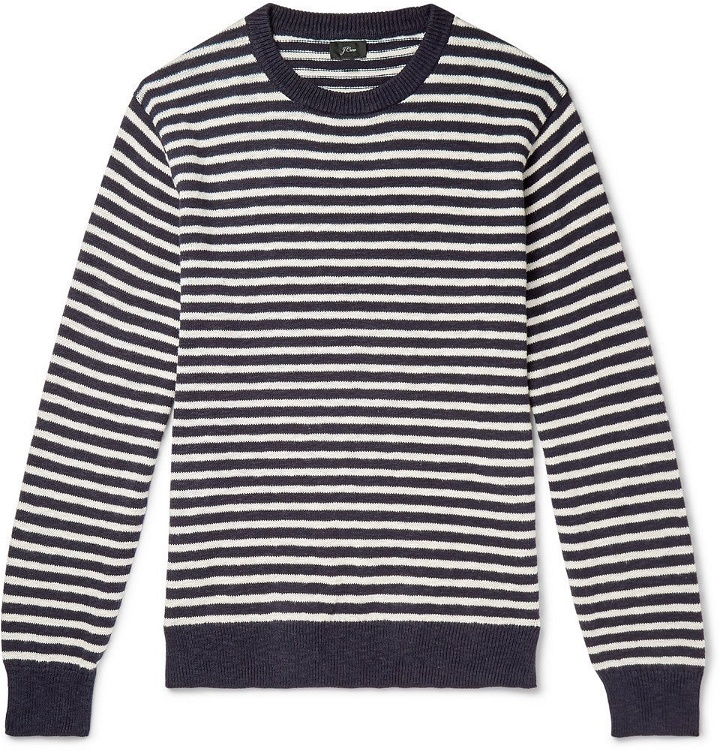 Photo: J.Crew - Striped Slub Cotton Sweater - Navy
