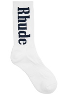Rhude Logo-intarsia Cotton-blend Socks - White - One Size