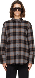Róhe Gray Flannel Check Overshirt