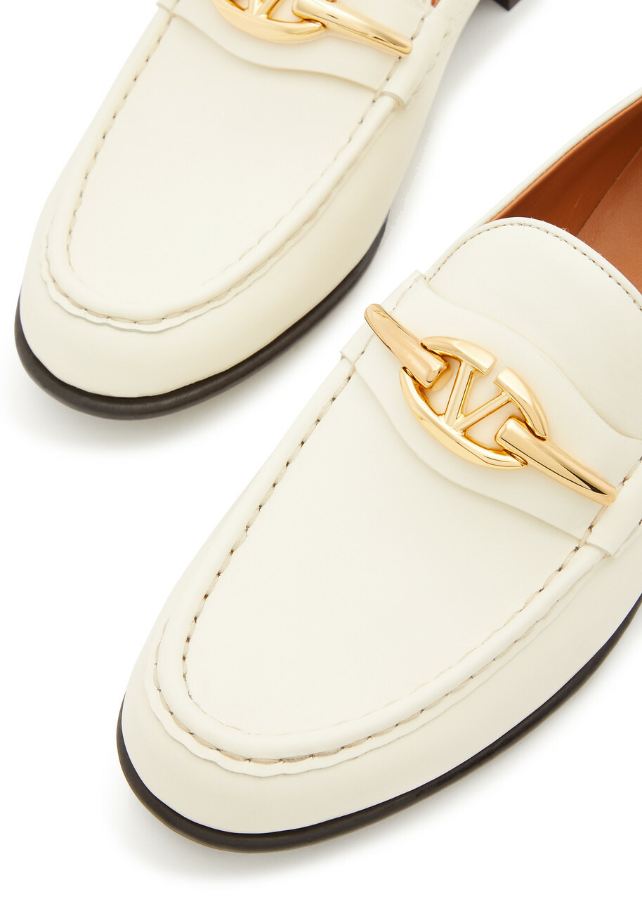 Valentino Garavani VLogo Leather Loafers Ivory Valentino