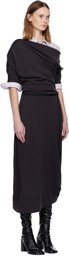 LEMAIRE Gray Twisted Hem Midi Dress