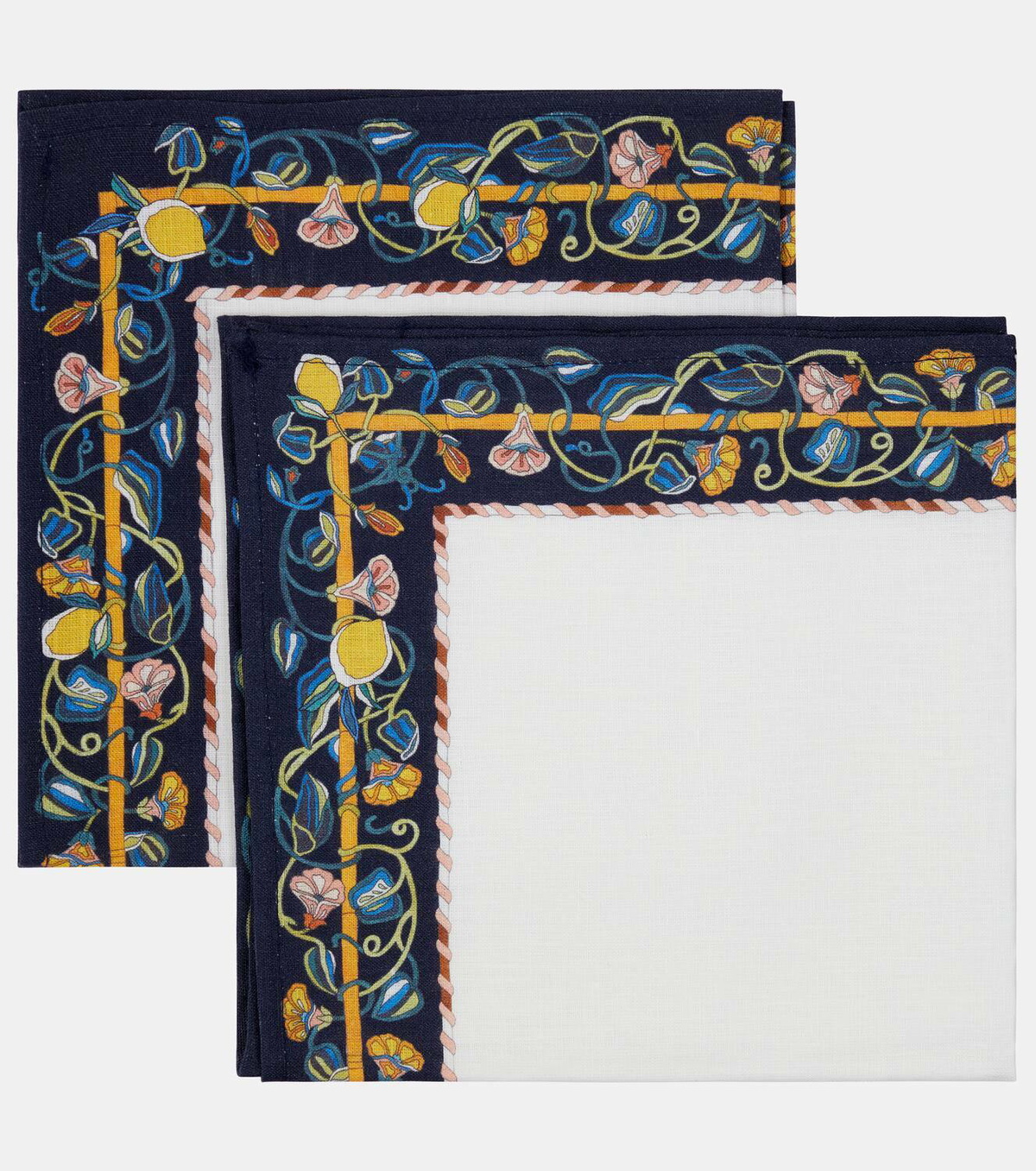 La DoubleJ Borboni Blue Large set of 2 linen napkins