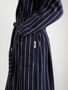 TEKLA - Belted Striped Organic Cotton-Terry Robe - Black