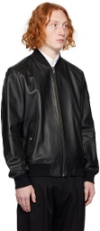 BOSS Black Paneled Leather Bomber Jacket