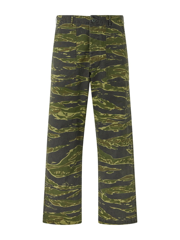 Photo: OrSlow - U.S. Army Fatigue Printed Straight-Leg Rip-Stop Cotton Trousers - Green