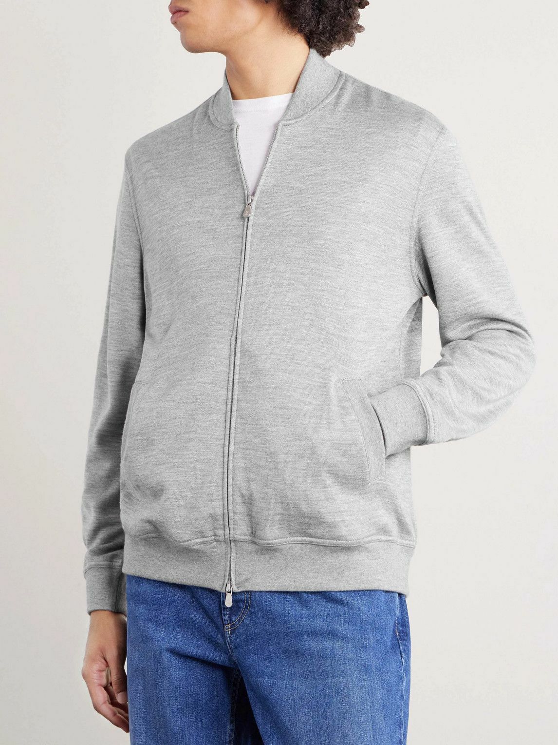 Brunello Cucinelli - Cashmere-Blend Zip-Up Sweatshirt - Gray