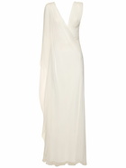 ALBERTA FERRETTI Draped Silk Chiffon Long Dress