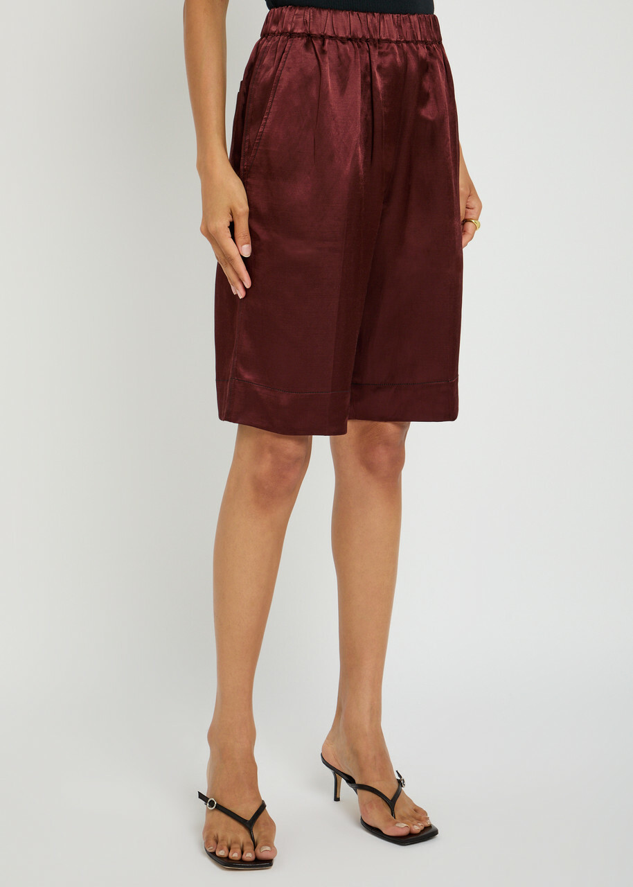 Day Birger ET Mikkelsen Denny Satin-twill Shorts Burgundy