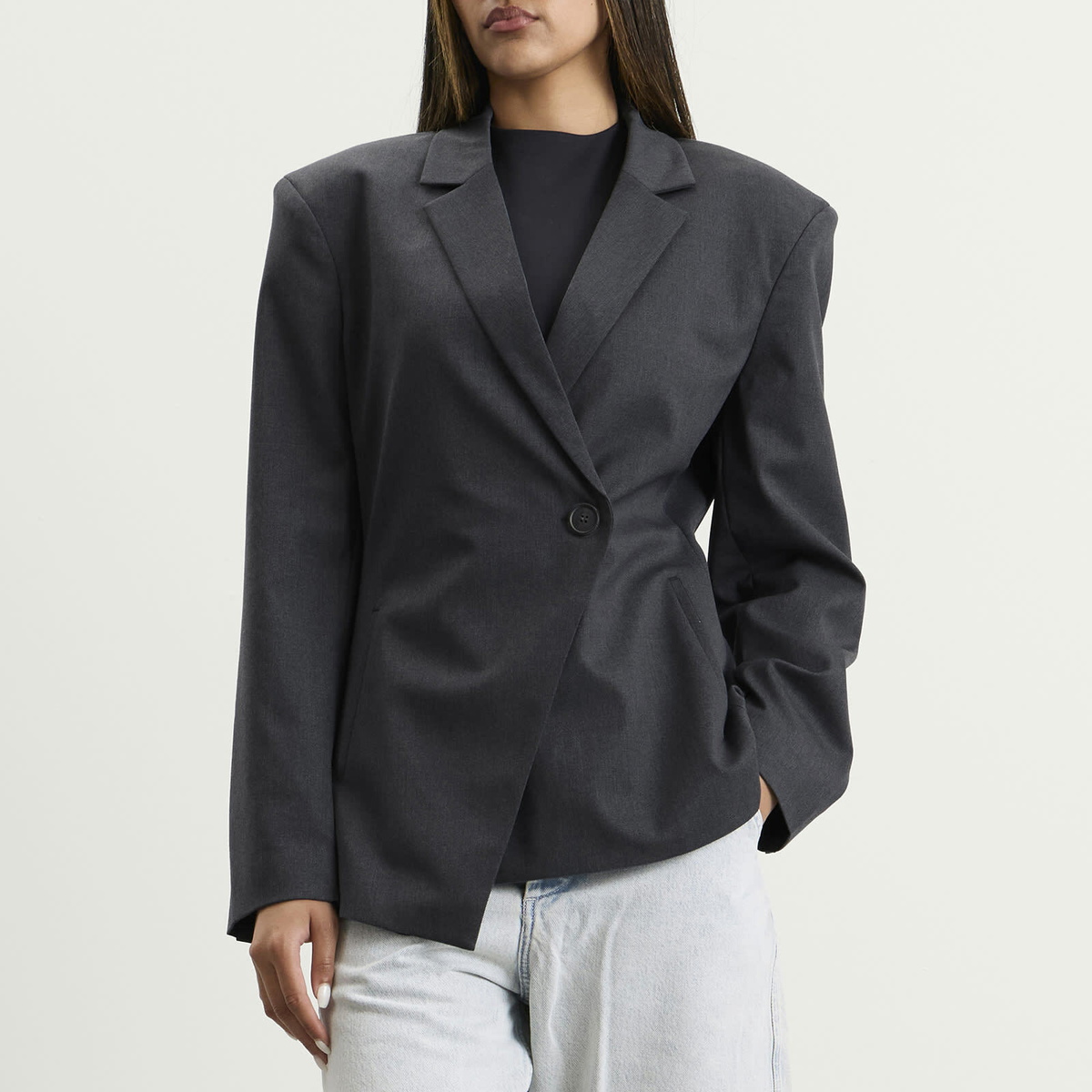 Won Hundred Women's Anora Blazer in Dark Grey Melange