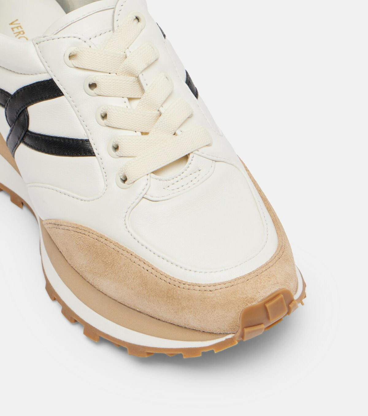 Veronica Beard Valentina suede-trimmed leather sneakers