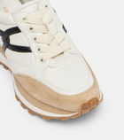 Veronica Beard Valentina suede-trimmed leather sneakers