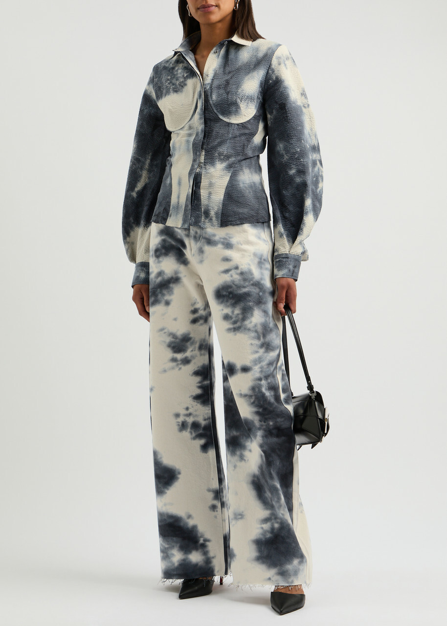 Marques' Almeida Tie-dye Wide-leg Jeans Cream