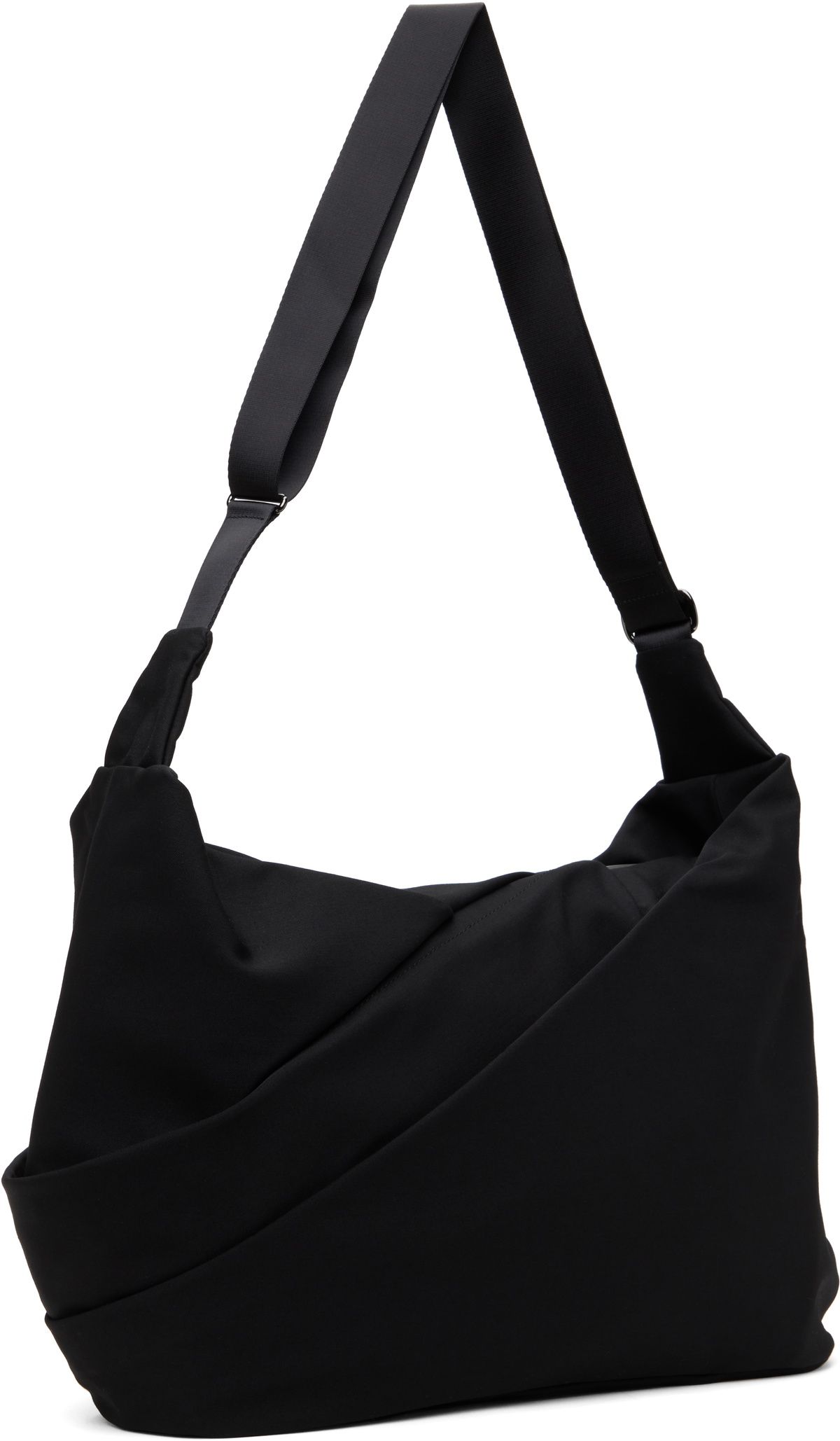 YOHJI YAMAMOTO Black Wool Gabardine Nylon Tape Tuck Bag