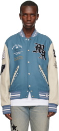 AMIRI Blue Oversized Varsity Bomber Jacket