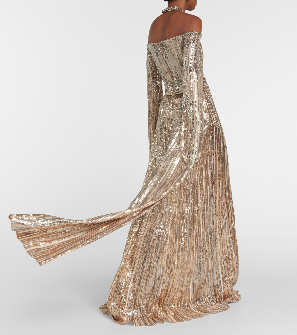 Layla K LK254 Glitter Embellished Off-Shoulder Gown