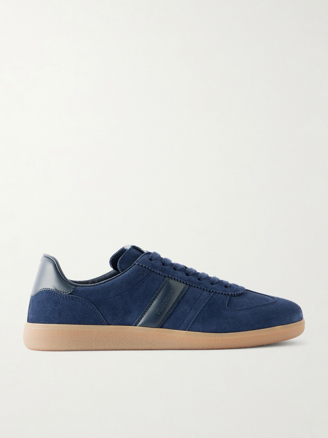 TOM FORD - Leather-Trimmed Suede Sneakers - Blue