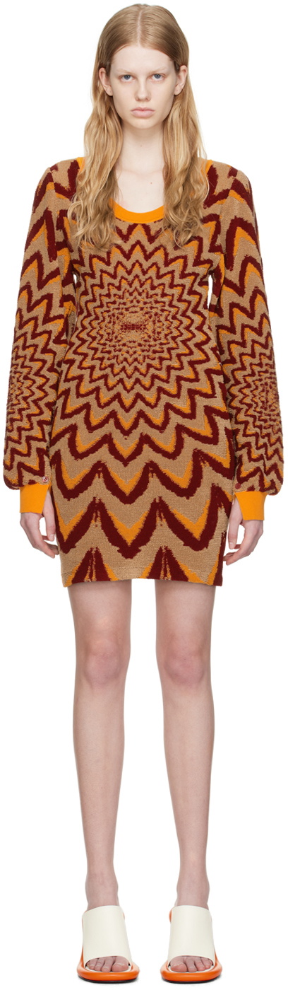 Marni Brown amp; Orange Striped Minidress