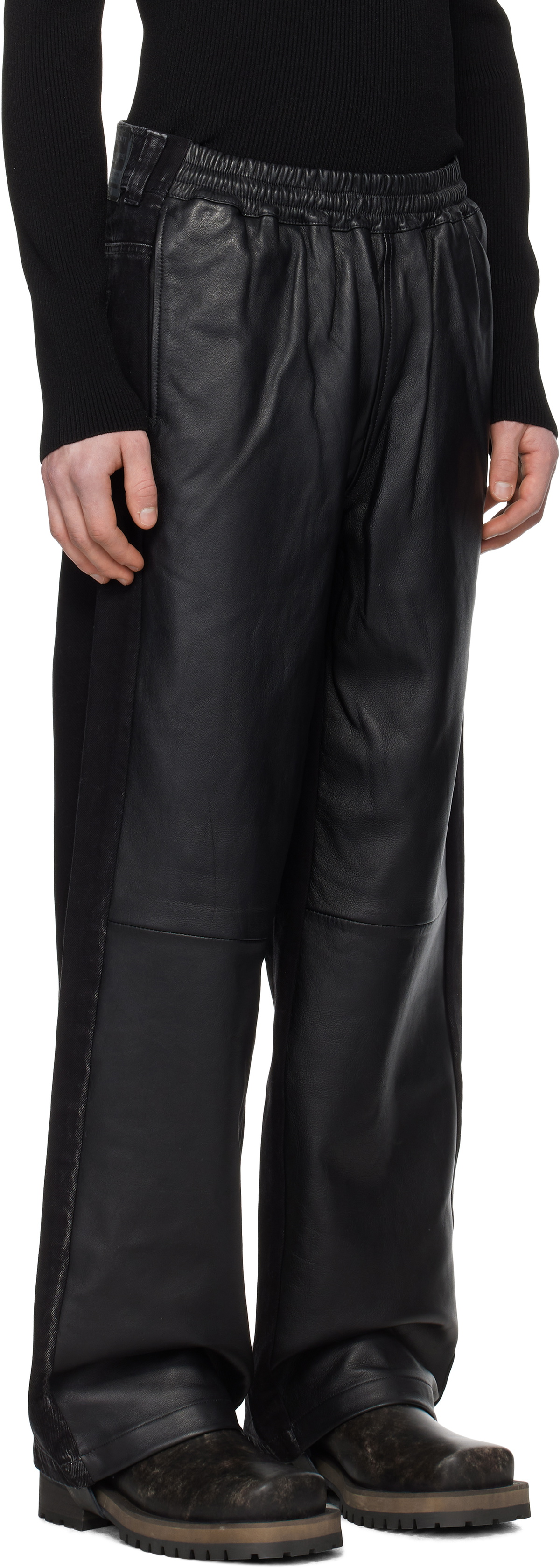 Diesel Black P-Ochs Leather Pants