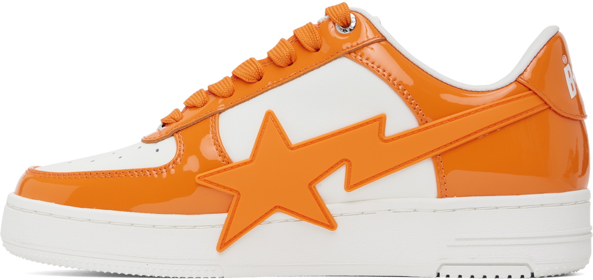 BAPE White & Orange BAPE STA OS #3 Sneakers