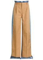 Bettter Panelled Straight-leg Cotton and Denim Trousers Camel