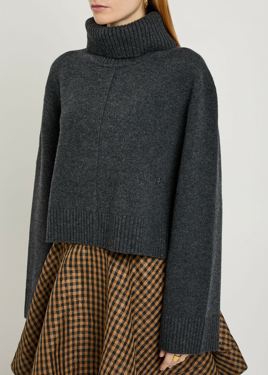 Ganni Turtle-neck Wool Jumper Black
